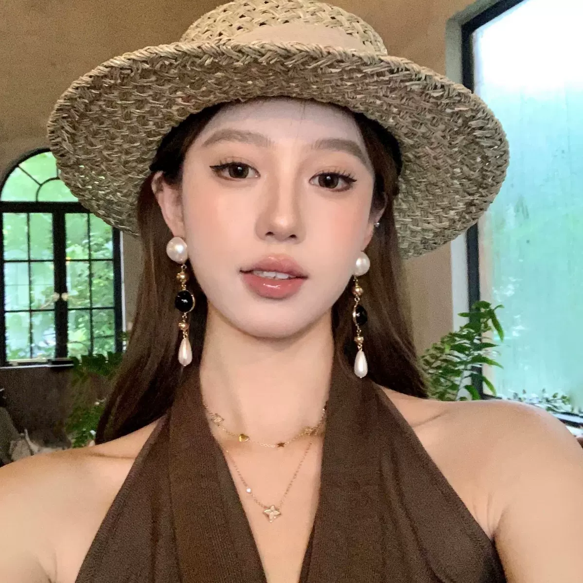 法式复古珍珠流苏耳环女轻奢高级感气质大气耳钉独特夸张耳饰耳坠