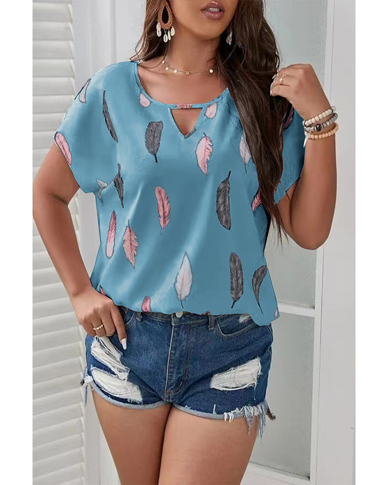 Comfort Function Loose Version Summer Season Wholesale Women'S Casual Short Sleeve Printing Blouses