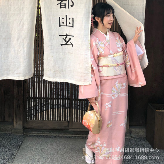 Divine Girl Kimono Japanese Style and Style Pink Artistic Retro Girl Dress Dress Traditional Modified Chinese Style