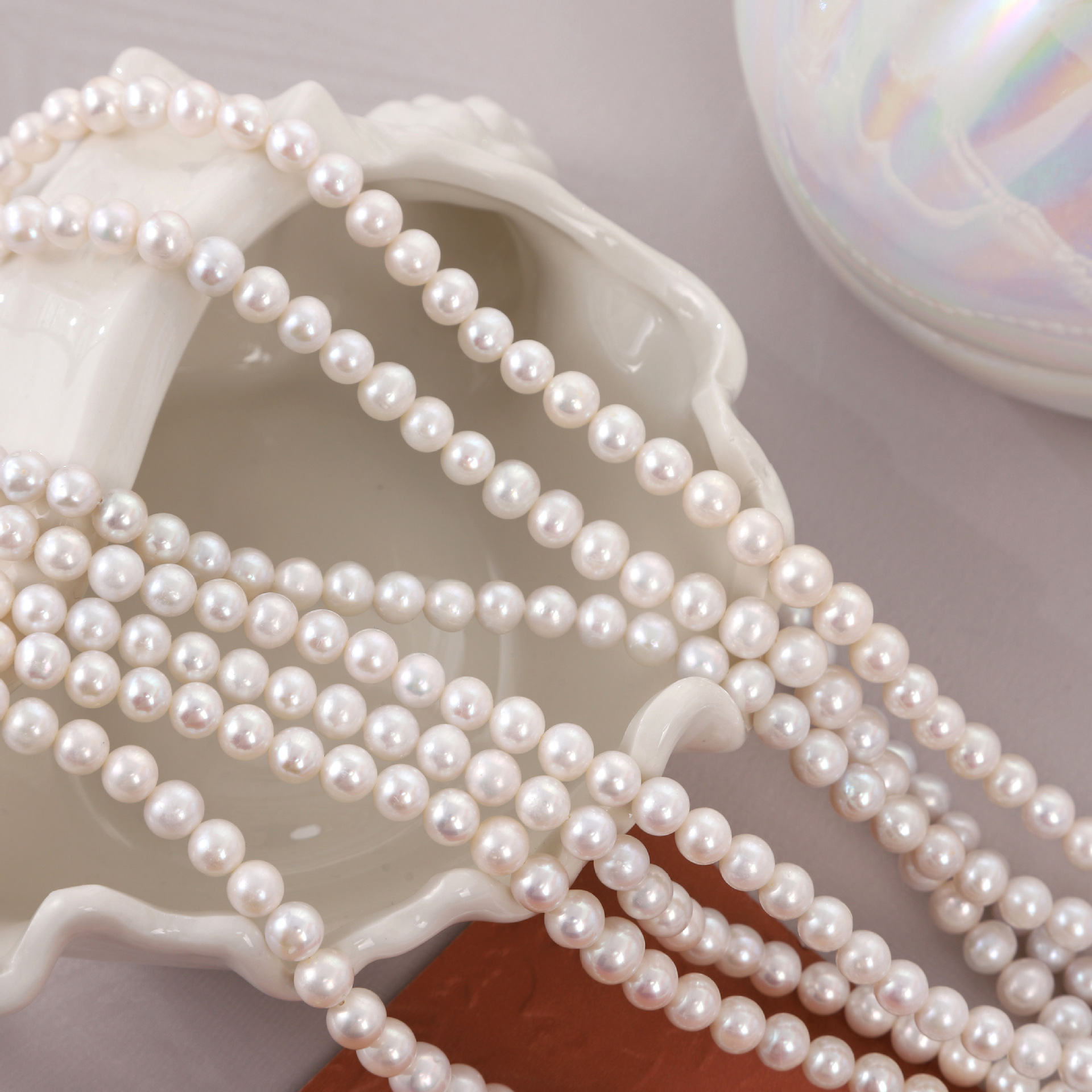 【梦间珠宝】7mm高性价比淡水Akoya天然淡水珍珠小圆巴近圆巴洛克