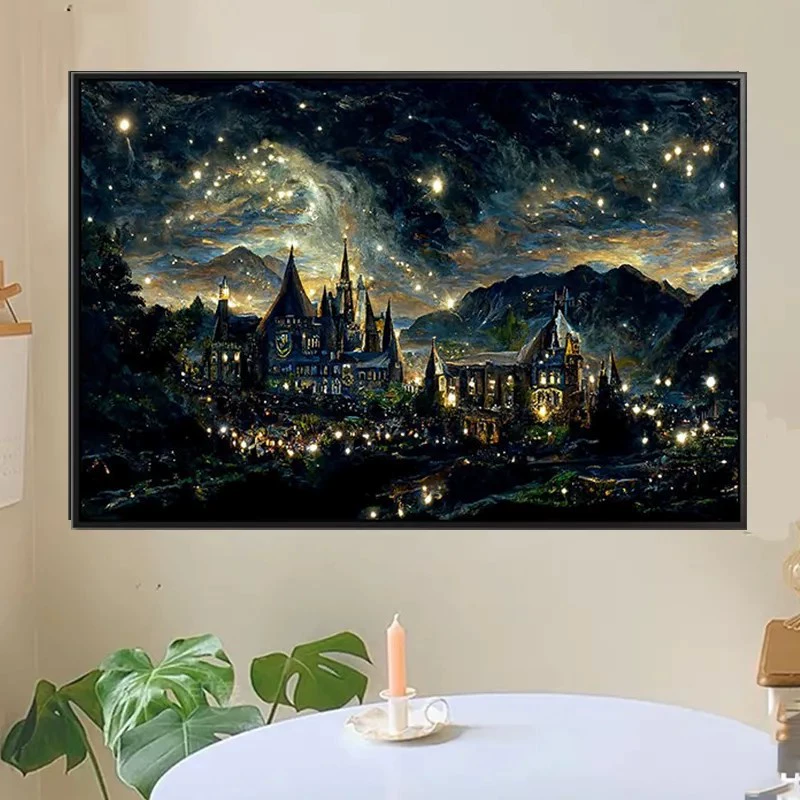 Кристальная живопись холст пейзаж — полный наборов DIY, размеры 30×40 и 40×50 см, деревянная коробка или белая рама