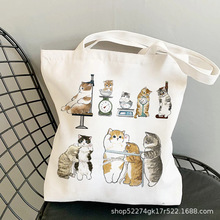 热销卡通猫Cat印花帆布包单肩包学生手提袋