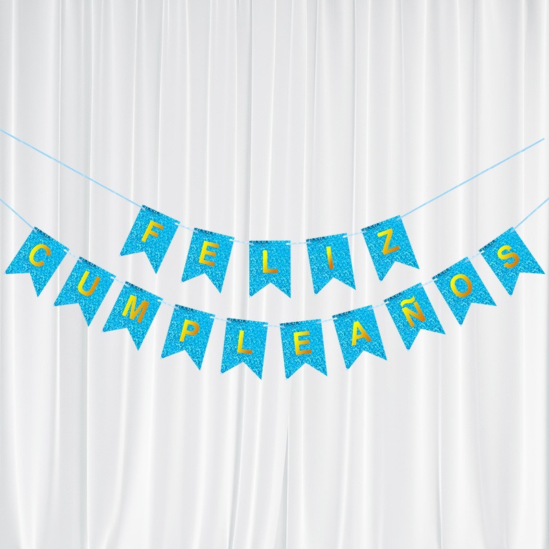 Bandera Láser con Diseño de Puntos en Inglés y Cola de Pez Dorada, Decoración Creativa para Fiestas, Bandera Colgante con Cinta