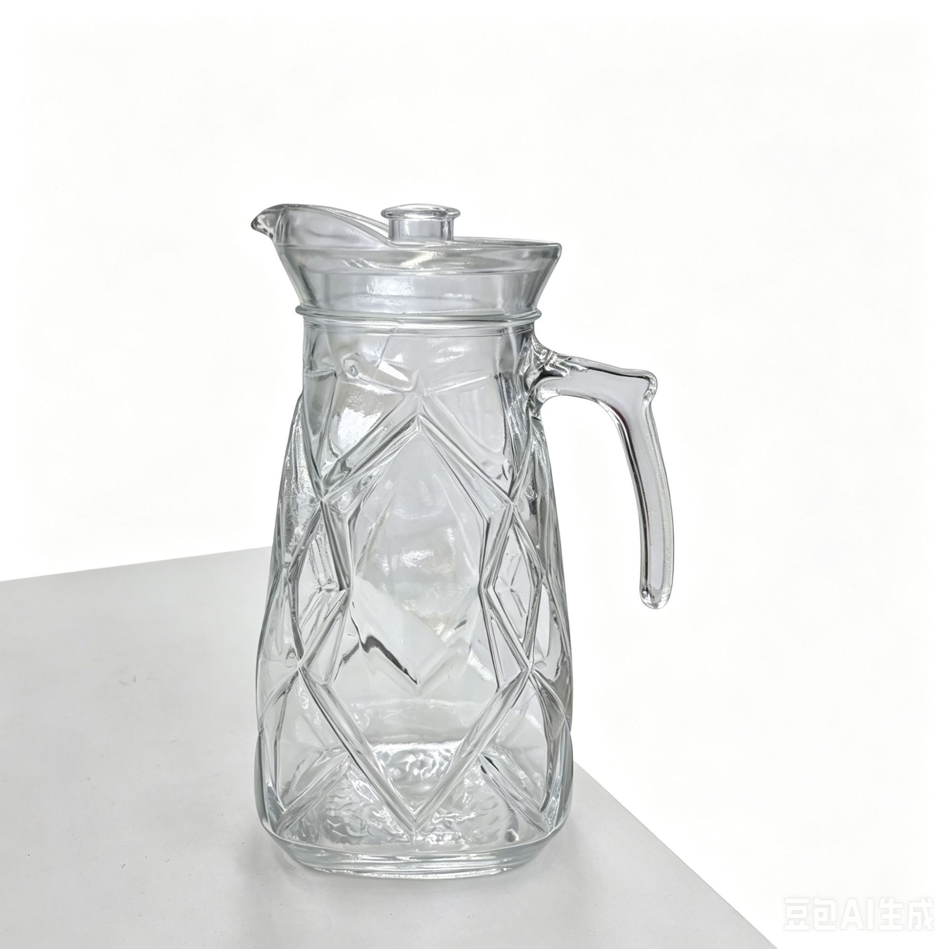 Fábrica directa de agua corrugada de vidrio fría jarro de jugo jarro de agua vertical jarro de boca de pato de gran capacidad
