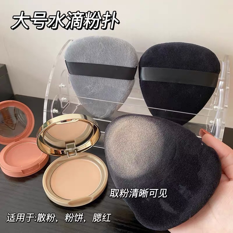 Lengua grande gota de agua polvo puff maquillaje polvo puff miel en polvo puff triángulo señaló negro maquillaje flocado polvo puff suave