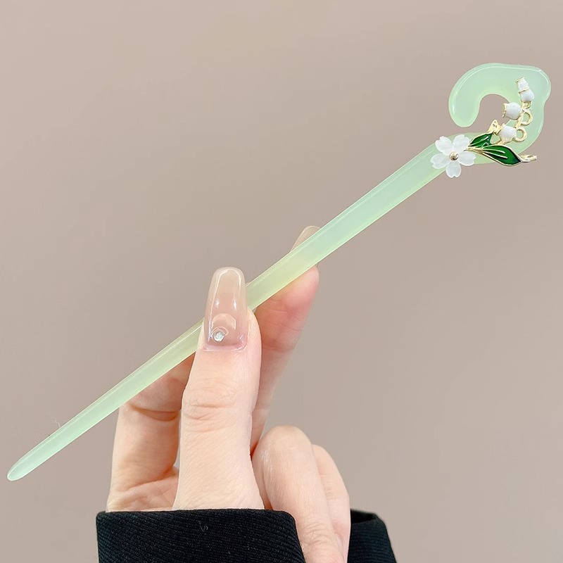 Horquilla de flores con flecos de estilo antiguo, temperamento femenino de alto nivel, escalón, horquilla de Hanfu, horquilla de cabello en la parte posterior de la cabeza, tocado de horquilla