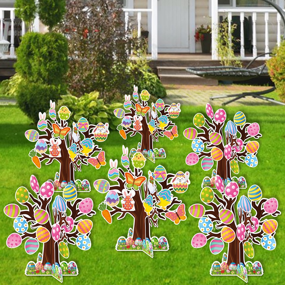 Nuevos huevos de Pascua decoraciones tridimensionales árboles decorativos conejos DIY pegatinas Decoración del día del conejo de Pascua
