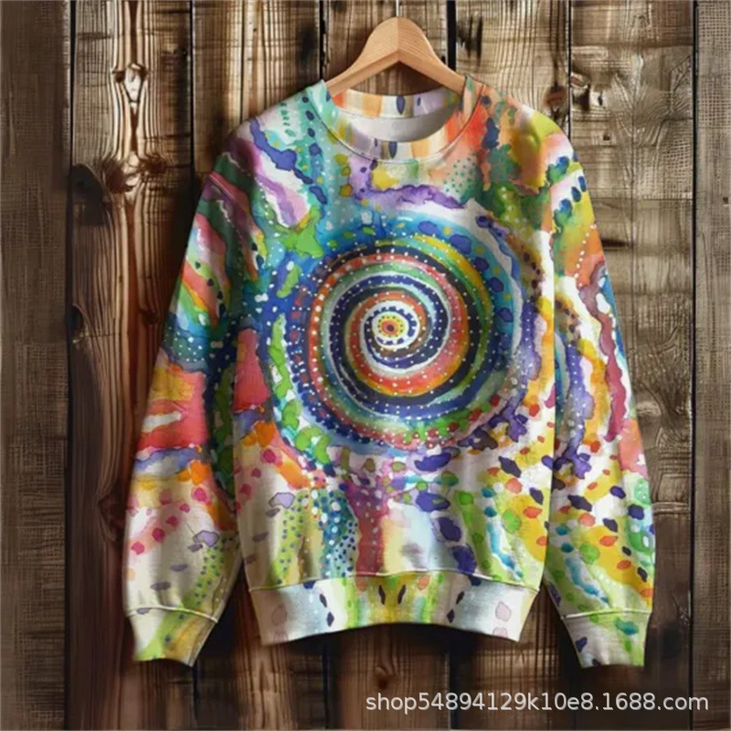 Cross-border autumn and winter Christmas-themed printed sweatshirt for women, with reindeer and snowflake retro jacquard effect, loose fit, round neck pullover Cross-border autumn and winter Christmas-themed printed sweatshirt for women, with reindeer and snowflake retro jacquard effect, loose fit, round neck pullover