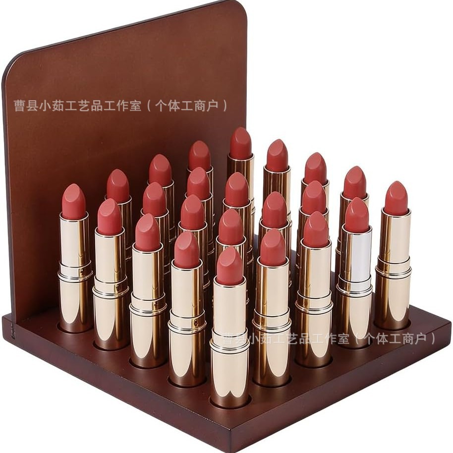 Cross-border wooden lipstick storage rack, multi-compartment lip gloss organizer, dressing table makeup and lipstick display stand