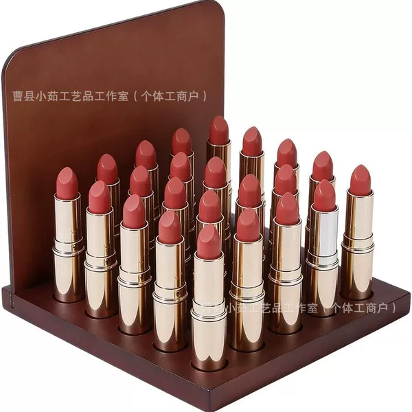 Cross-border wooden lipstick storage rack, multi-compartment lip gloss organizer, dressing table makeup and lipstick display stand