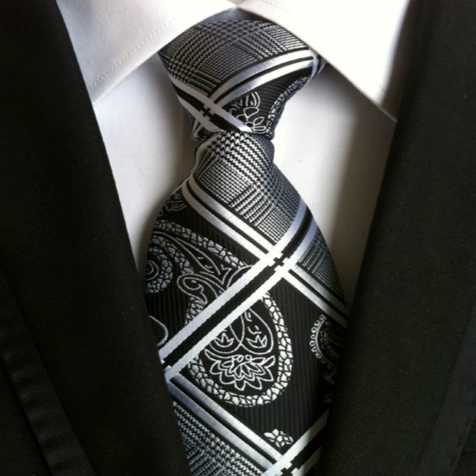 Галстук иностранной торговлиWedding Christmas Silver Striped Мужской галстук галстуки Галстук