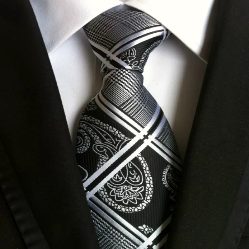 Галстук иностранной торговлиWedding Christmas Silver Striped Мужской галстук галстуки Галстук