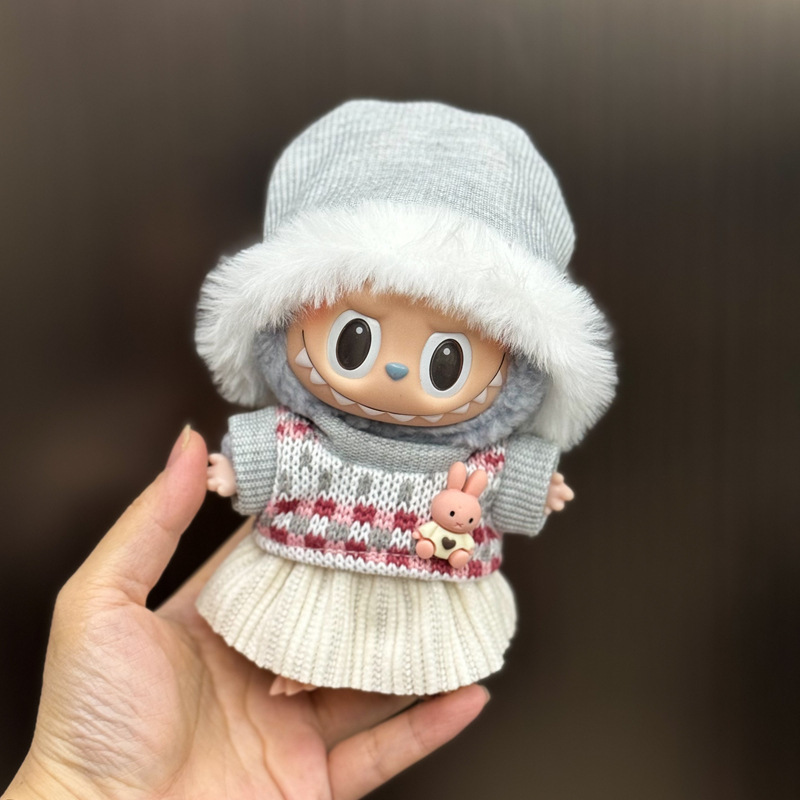 新しいかわいいシュガージェルフェイスラブブドレッシング帽子ペンダントぬいぐるみラブブ人形バッグペンダント|undefined