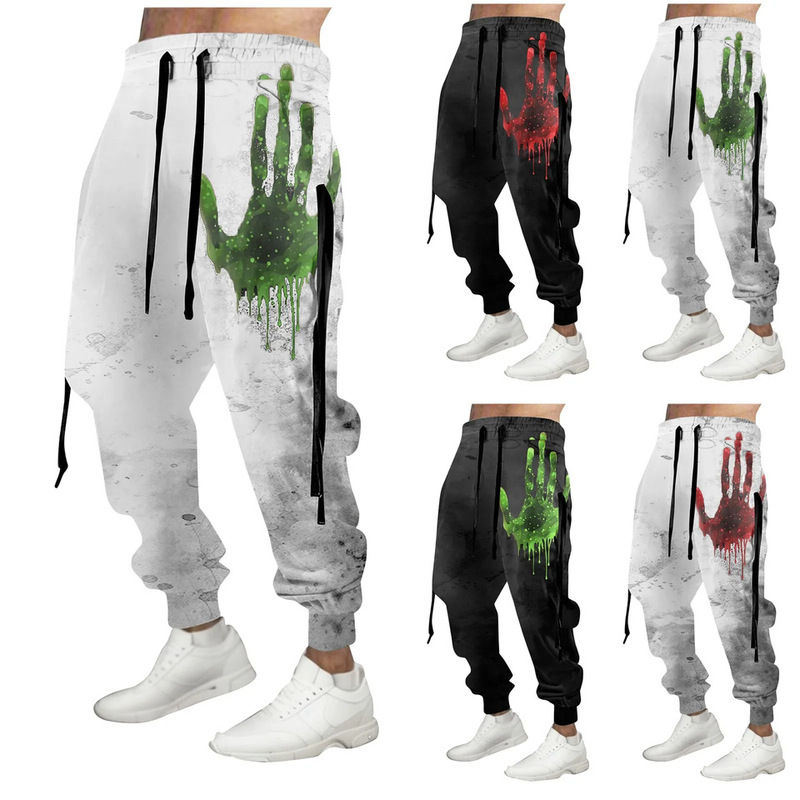 New Men's Sports Pants Jogger Male Pull Rope Elastic Waist Owl 3D Print Comfortable Breathable Sports Street
