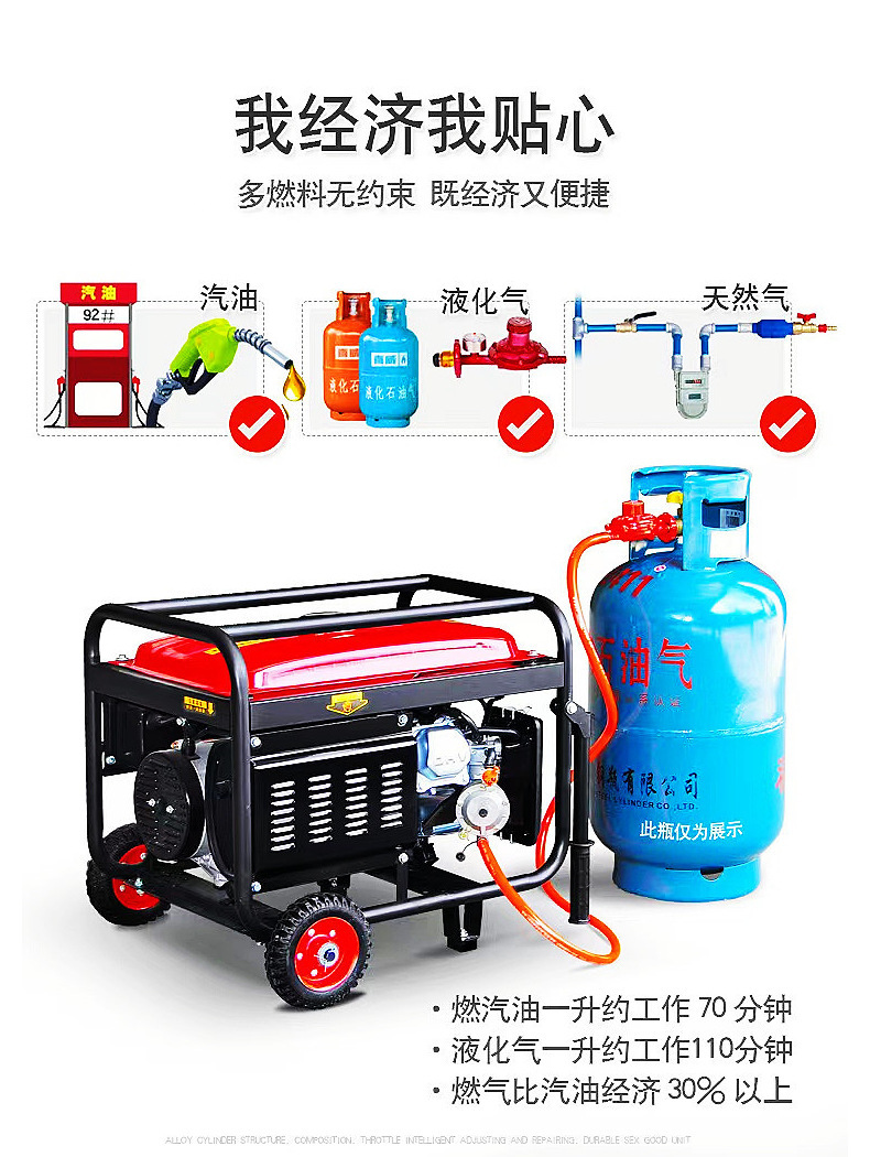 3KW/5KW gasoline diesel generator set 6.5KW/8KW commercial single-phase 220V three-phase 380V generator