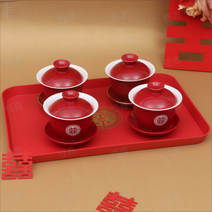 Wedding toast cup wedding full set of modified mouth cup cover bowl suit red bowl chopsticks a complete set of happy event household