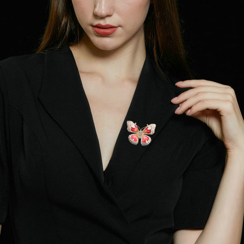 New retro elegant temperament corsage women's autumn and winter dress cheongsam with enamel pin buckle dripping oil butterfly brooch