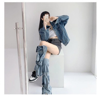 Cross-Border Beauty Leg Artifact Influencer Style Over-The-Knee Stacked Strap Denim Leg Warmers Hot Girl American Street Style Trendy