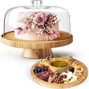 Solid Wood Cake Tray Party Decoration Food Pizza Plate Tall Fruit Snack Tasting Plate Dessert Display Plate