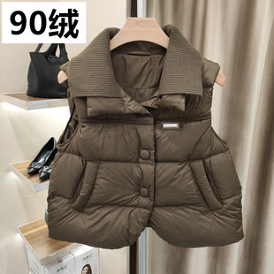 Down jacket vest women's autumn and winter 2023 new white duck down loose casual short vest vest jacket small
