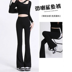 Douyin 品質マイクロフレアサメパンツ女性のアウターウェアおなか引き締めヒップリフティングハイウエスト痩身弾性バービーヨガレギンス