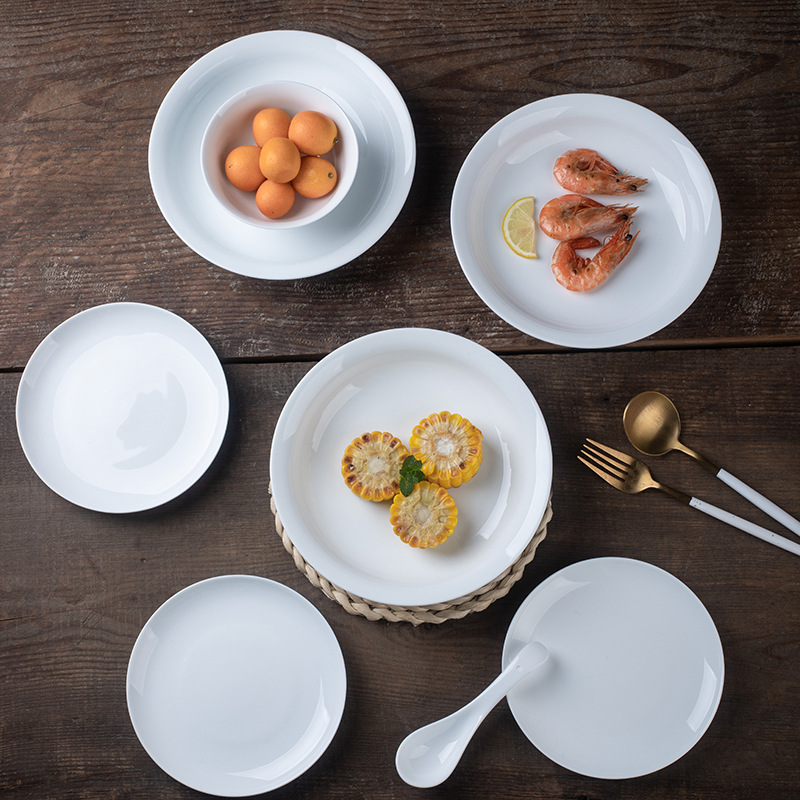 도자기 요리 가정용 Jingdezhen 배송 도자기 접시 숟가락 젓가락 전자레인지 오븐 식기 세척기 두꺼운 요리