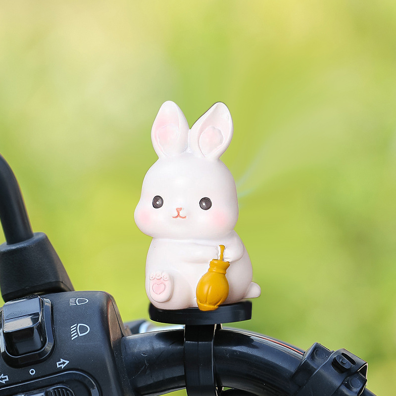 Cute Little Rabbit Electric Car Ornaments Small Glutinous Rice Rabbit Car Ornaments Bicycle Riding Decoration Baby Car Ornaments
