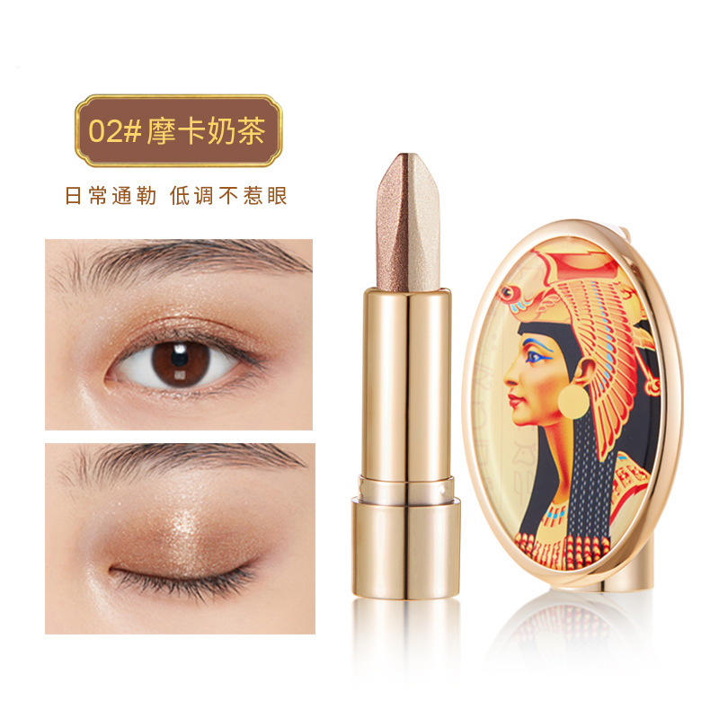 AGAG bicolor, tres toques ligeros de lujo perezoso varilla de sombra de ojos de color, un toque de maquillaje perlado brillante y brillante sombra de ojos de color tierra