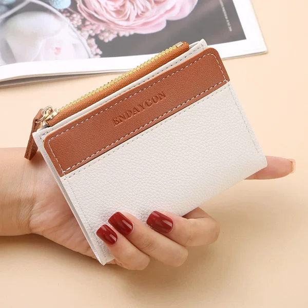 Women's Coin Purse Hot-Selling 2025 New Model Fresh Style Patchwork Folding Zipper Clasp Coin Holder Zipper Type