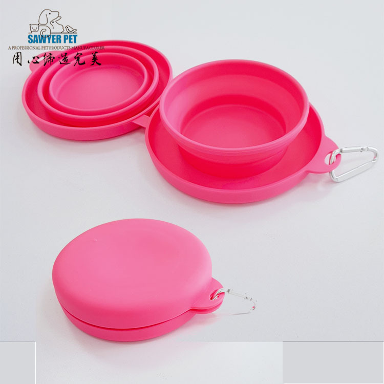 TPE tazón plegable portátil al aire libre para mascotas Tazón doble para gatos tazón de silicona
