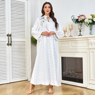 Amazon Muslim Robe Sequin Plus Size Women's European and American Cross-Border Arabian Dubai Dress New Dress