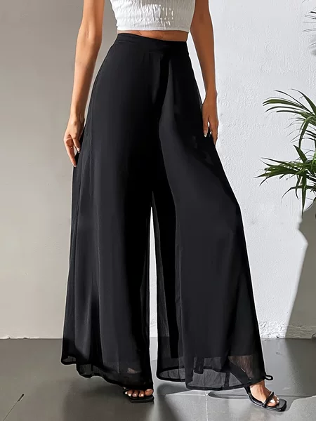 2025 Cross-border Independent Station Temu European and American AliExpress Amazon Leisure Chiffon Wide Leg Pants Loose Pants