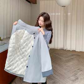 高级感灰色针织撞色围巾派克服羽绒服女冬2025新款白鸭绒爆款外套