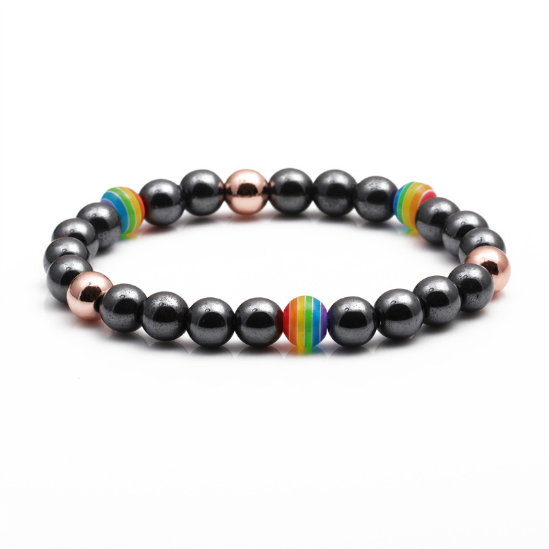 Pulsera de los hombres de la bola del Diamante Negro de la bola del diamante europeo y americano simple Arco Iris transfronterizo