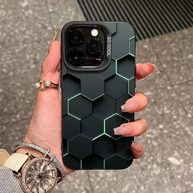 The Technological Sense of the Honeycomb Is Suitable for Apple 16/15Promax Mobile Phone Case 11/12Pro New 8/7Plus Classy