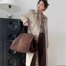 2025新款复古大容量托特包the row真皮麂皮包单肩手提波士顿女包