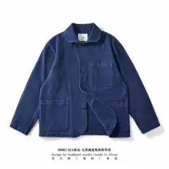 Huang's Weaving Indigo Dyed Blazer Heavyweight Sashiko Casual Japanese Style Vintage Washed Jacket