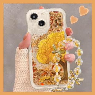 Money Tree Bracelet for Apple 16 quicksand mobile phone case 15 transparent anti-fall 14 advanced sense 13 fortune 12 silicone