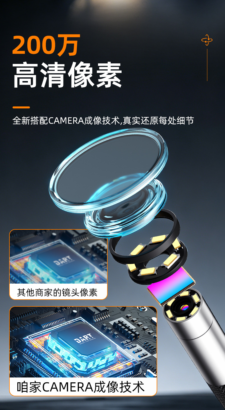 4.3 inch HD screen industrial endoscope 360 degree rotatable waterproof automotive repair pipeline camera probe