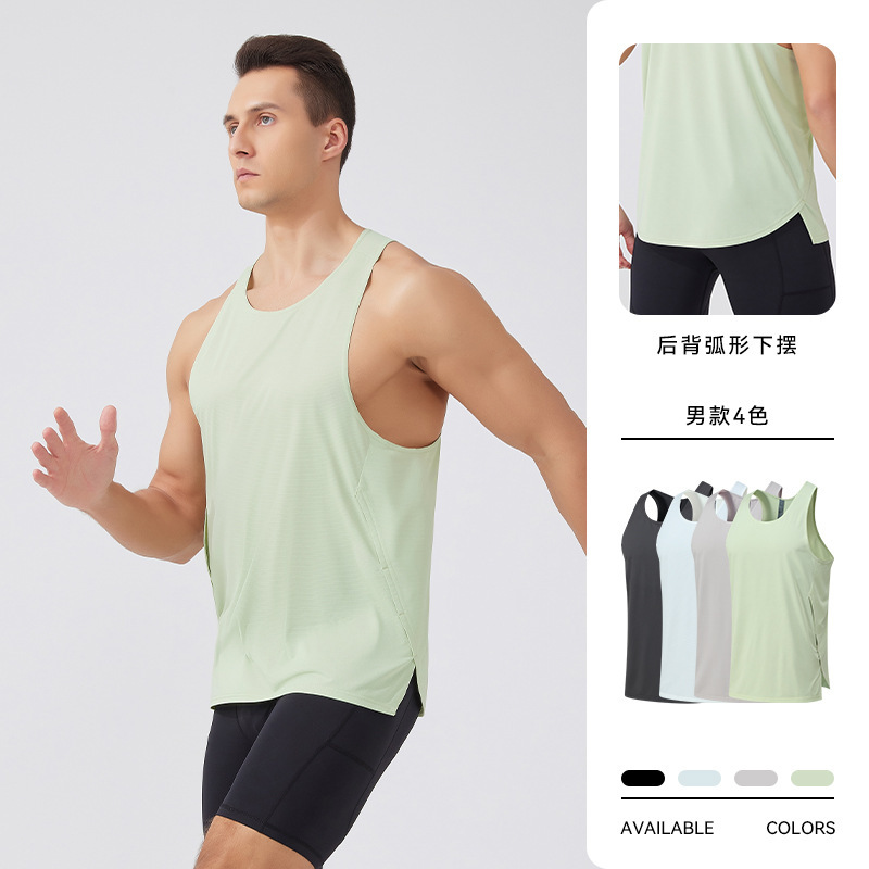 26 Cross-Border Quick-Dry Vest European and American Plus Size Sports Vest for Men Outdoor Running Breathable Sleeveless Solid Color Top