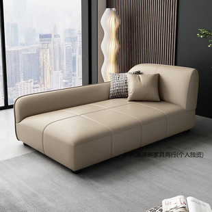 New Waterproof and Wear-Resistant Cat-Scratch Leather Chaise Lounge Living Room Bedroom Fully Equipped Solid Wood Sofa Single Chaise Lounge Chair