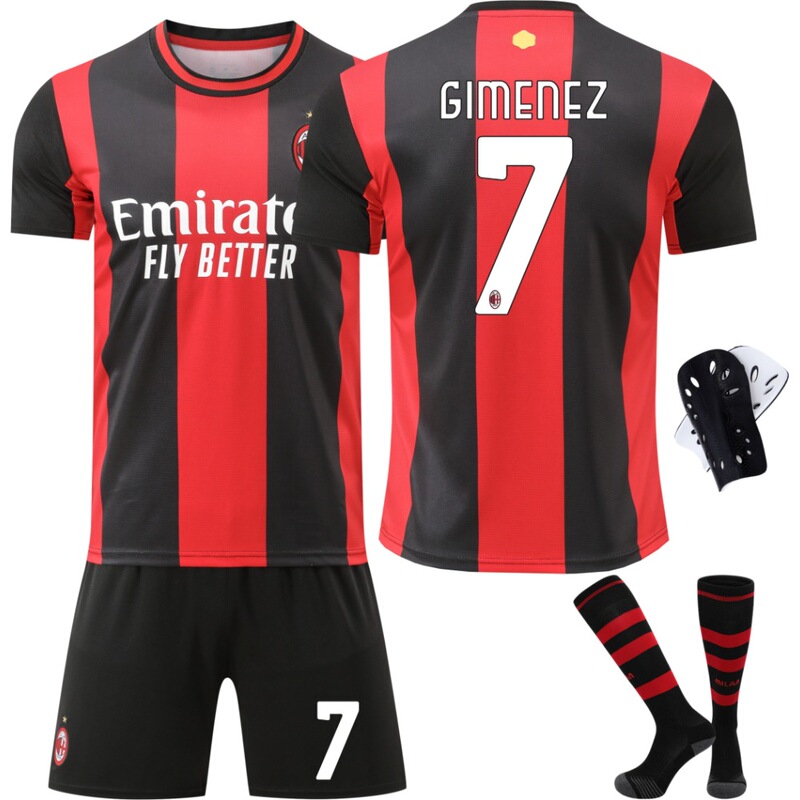 2627 AC Milan home jersey number 11 Pulisic, number 14 Modric football uniform, cross-border men's clothing set 2627 AC Milan home jersey number 11 Pulisic, number 14 Modric football uniform, cross-border men's clothing set