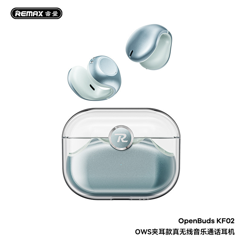 Remax 新型イヤークリップ式完全ワイヤレスBluetoothイヤホン、非インイヤー型OWSミュージックイヤホン、長時間バッテリーTWSギフト|undefined