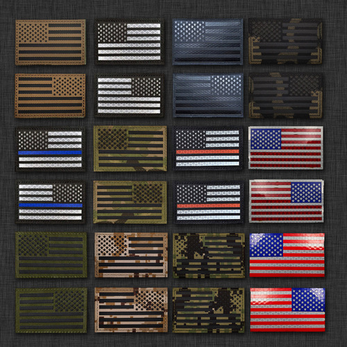 USA reflective IR fabric American flag blue line armband Velcro morale patch laser cutting night identification patch
