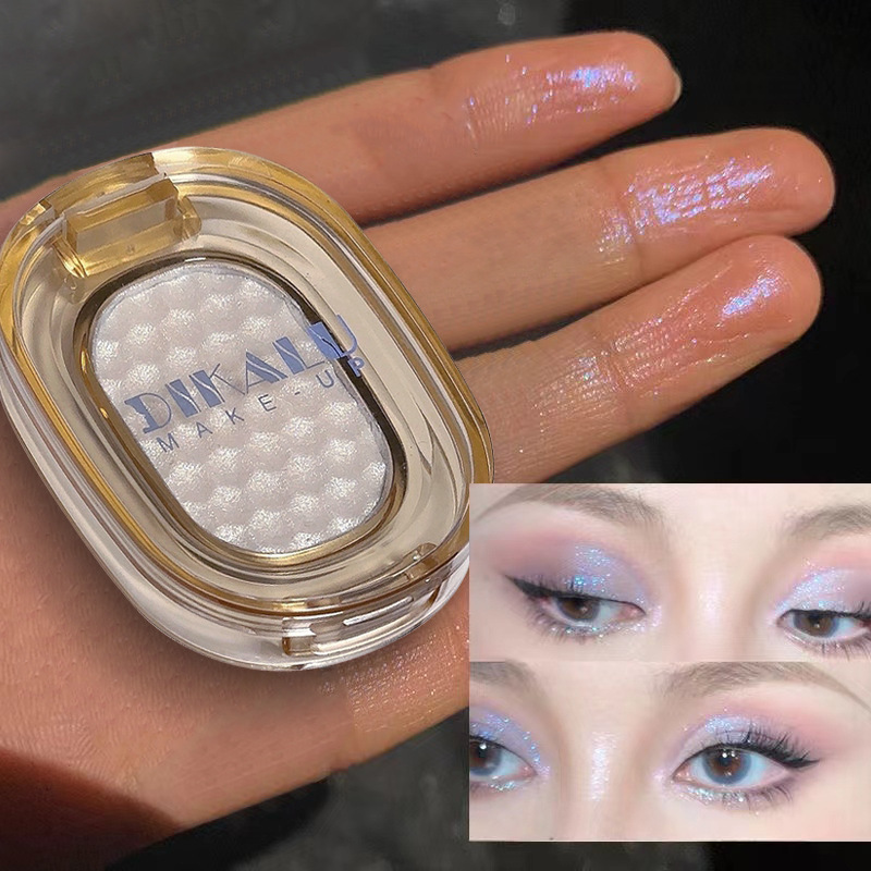 DIKALU puré de papas monocromático mochi ojos de gusano de seda de alto brillo iluminan la sombra de ojos de lentejuelas nacaradas de color blanco puro