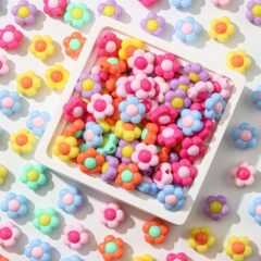 16mmアクリルAB実色2色梅の花手作りビーズ散珠携帯チェーンキーホルダーDIYアクセサリー部品