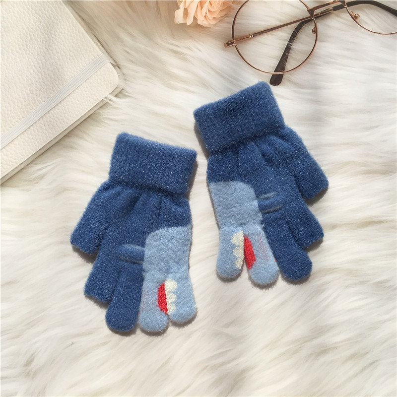 Children's Korean Edition Dinosaur Jacquard Crystal Velvet Knitted Autumn Winter Warm Boys and Girls' Writing Gel Two_voghion.com
