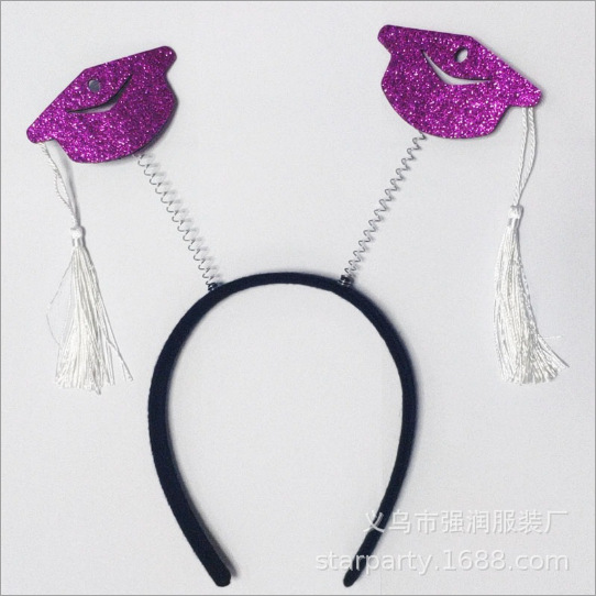 Temporada de graduación Hebilla de cabeza transfronteriza Ceremonia de graduación Sombrero de soltero Sombrero de doctorado Decoración de fiesta de graduación hecha a mano Accesorios para el cabello Diadema