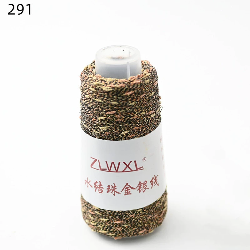 Woven silk threads handmade, 50 gram, gold and silver
