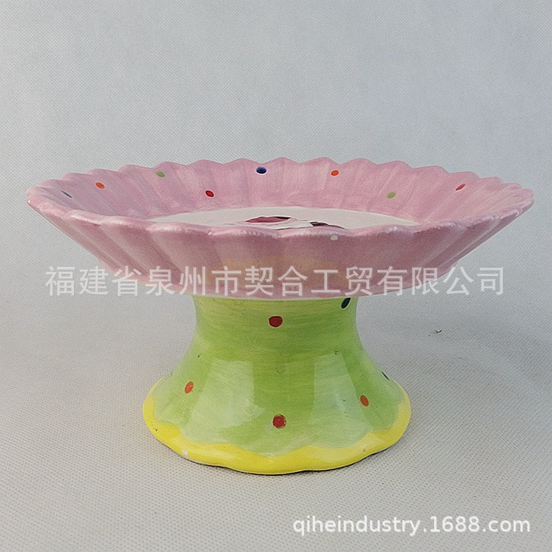 Plato de pastel Plato de postre dorado de cerámica de estilo europeo Caja de pan Plato de desayuno Plato de frutas secas de doble capa Bandeja de comercio exterior